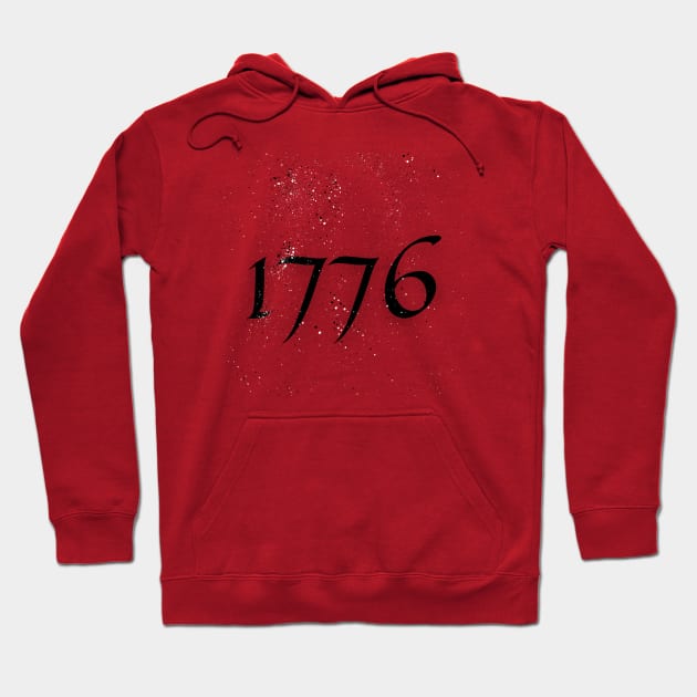 1776 - Splatter Version 1 Black Text Hoodie by Underthespell